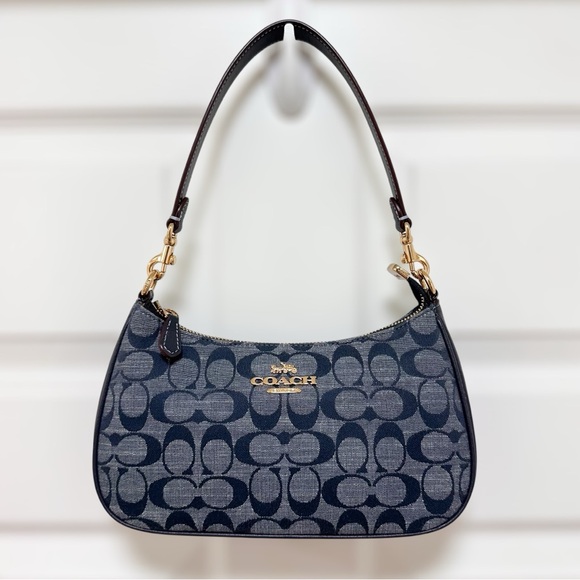 Coach Handbags - Coach Teri Shoulder Bag Signature Chambray Leather Trim